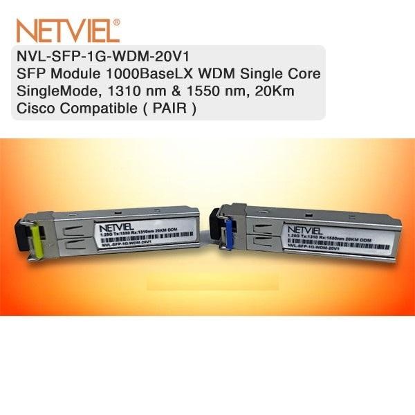NETVIEL SFP Module 1Gb WDM Single Core SM 20km NVL-SFP-1G-WDM-20V1
