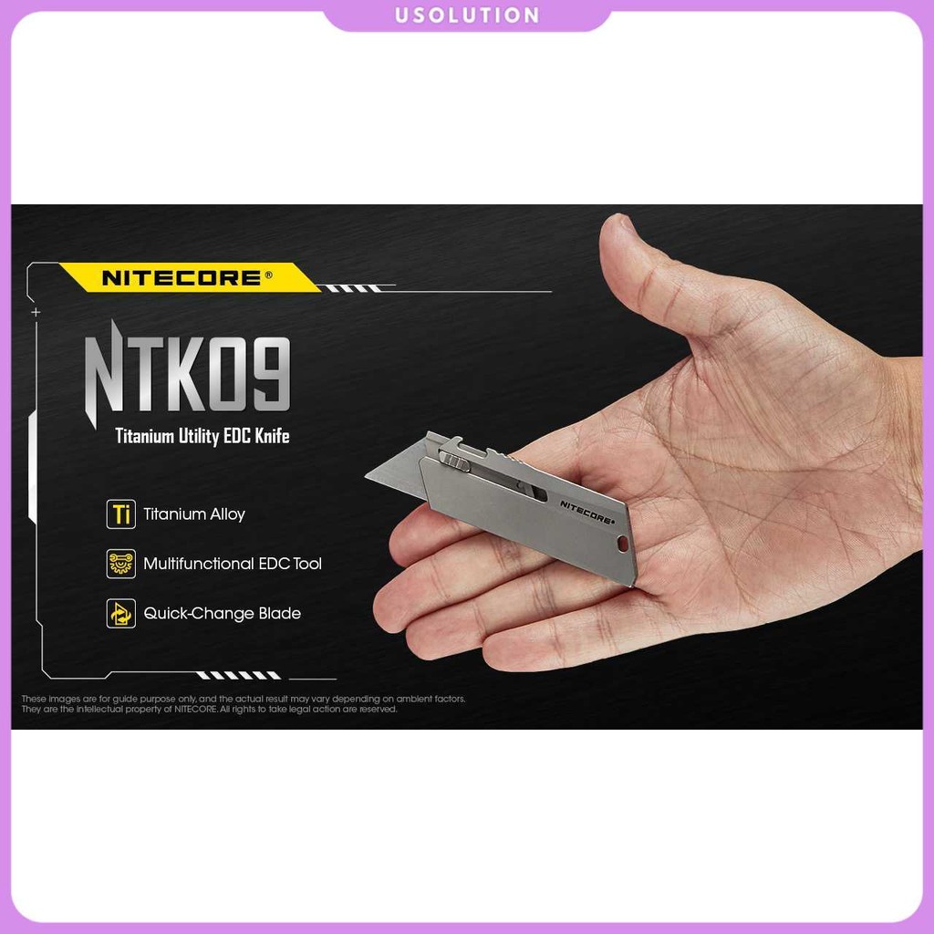 NITECORE Pisau Cutter Quick Change Blade Utility Knife Titanium Alloy - NTK09