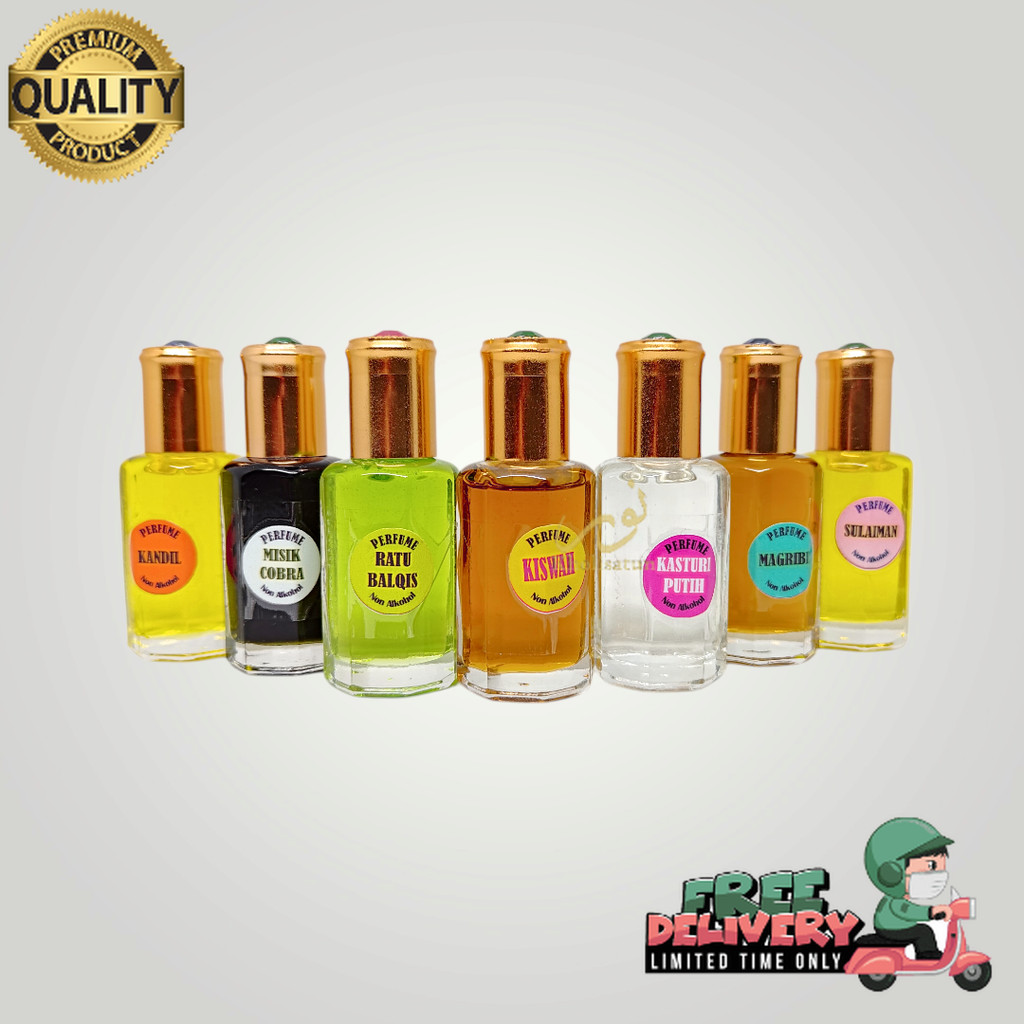 Minyak Wangi Tutup Batu Permata 10 Varian Cendana Misik Hitam Putih Hajar Aswad Kenanga 1000 Bunga G