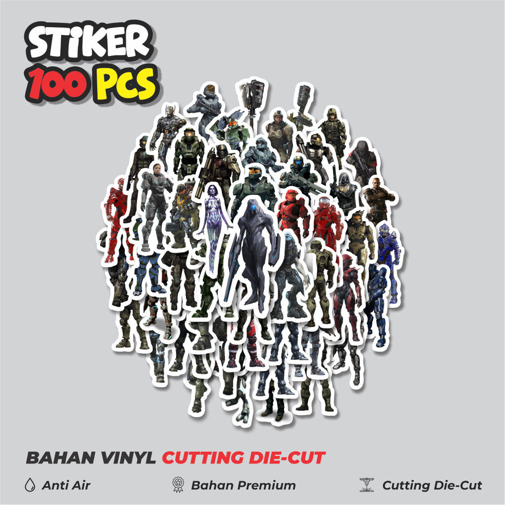 

Terbaru! 50 pcs Stiker Game Series Halo Karakter Mix 2 Dekorasi Lucu Kreatif untuk Notebook, Skateboard, HP
