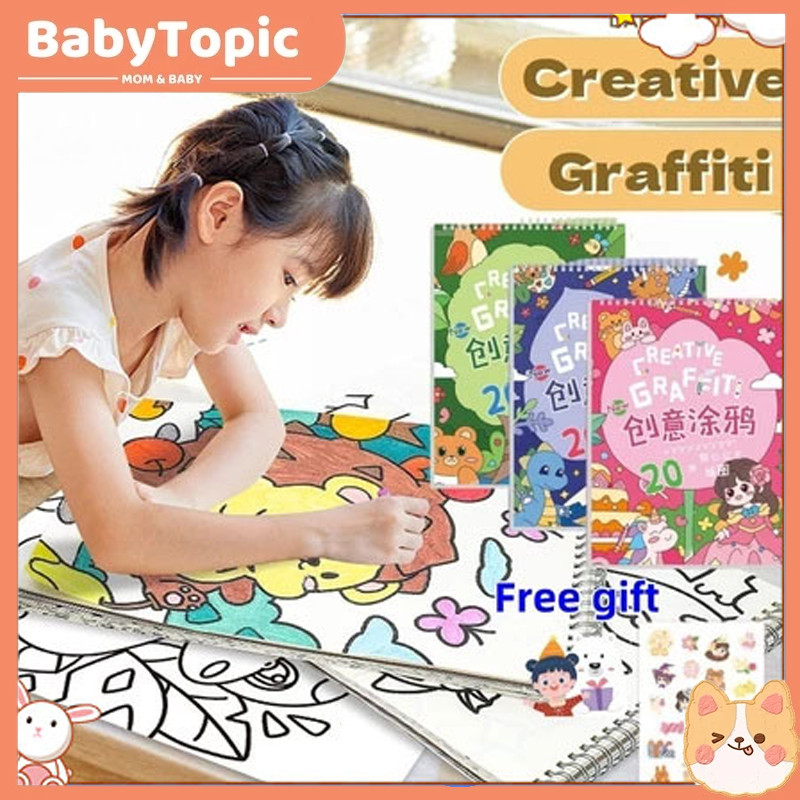 

【Baby Topic】31 lembar Buku Gambar Mewarnai Anak Buku Grafiti Anak Siswa TK SD Belajar Mewarnai Sketchbook