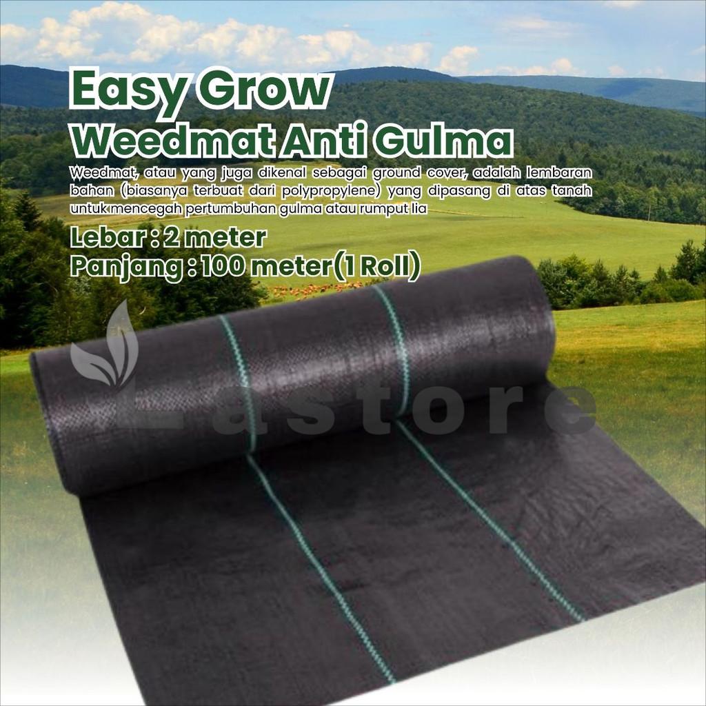 Easy Grow Weedmat Hitam Lebar 2 Meter Weedmat Anti Gulma 1 Roll 100 Meter