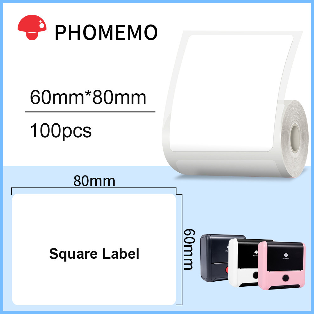 

Phomemo 60/70mmx40/80mm White Rectangle Thermal Sticker Paper DIY Label Sticker for Phomemo M110 M120 M220 M221 M200 Printer