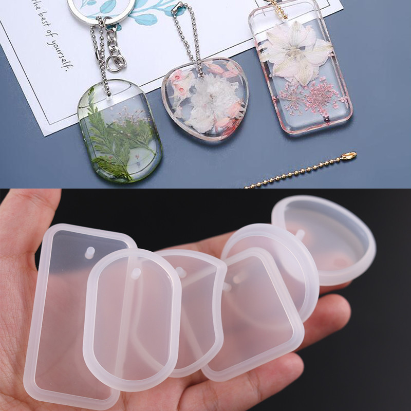 

1/6/10pcs DIY Keychain Pendant Silicone Mold Set Crystal Epoxy Resin Mold Round Rectangle Pendants Jewelry Making Casting Mould