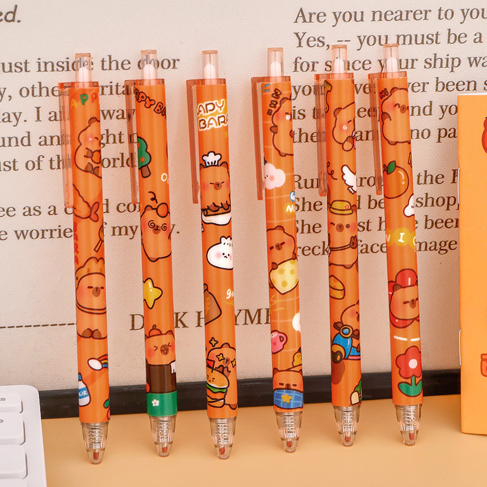 

Pen Capybara Cute Press Gel 0,5mm Pulpen Black Ink Mekanik Pena Aesthetic Stationery S-AT030
