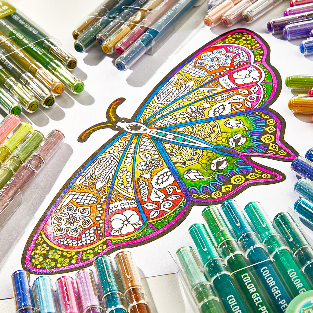 

SHANDS 6 Colors Glitter Gel Pens Set, 1.0mm Medium Point, Quick-Drying Ink - Ideal for Cardstock, Journals, Drawing