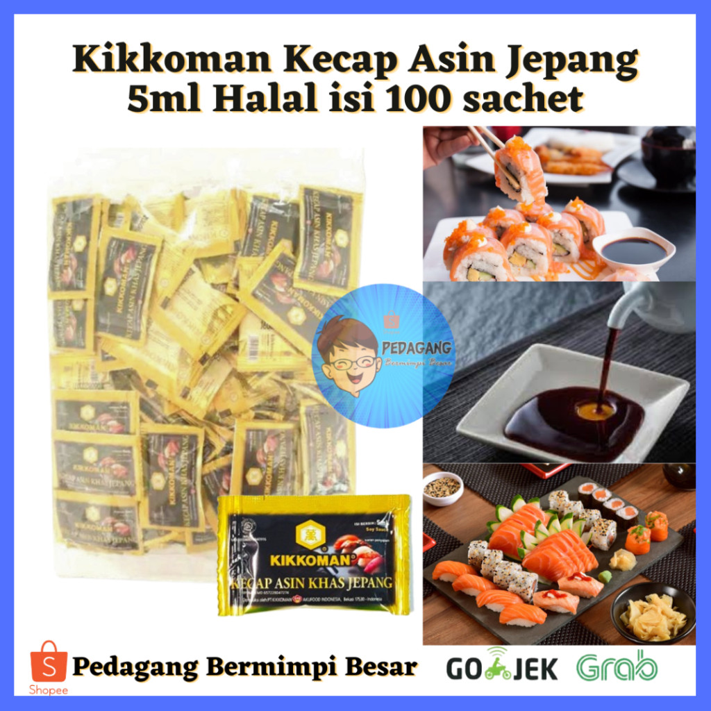 

Kikkoman Kecap Asin Jepang 5ml isi 100sachet / Kikkoman Soy Sauce Sachet Shoyu Kecap Asin Jepang Halal/ Kikkoman shoyu sachet/ Kikkoman Kecap Asin/ Sushi Soy Sauce/ Kecap Asin 5ml