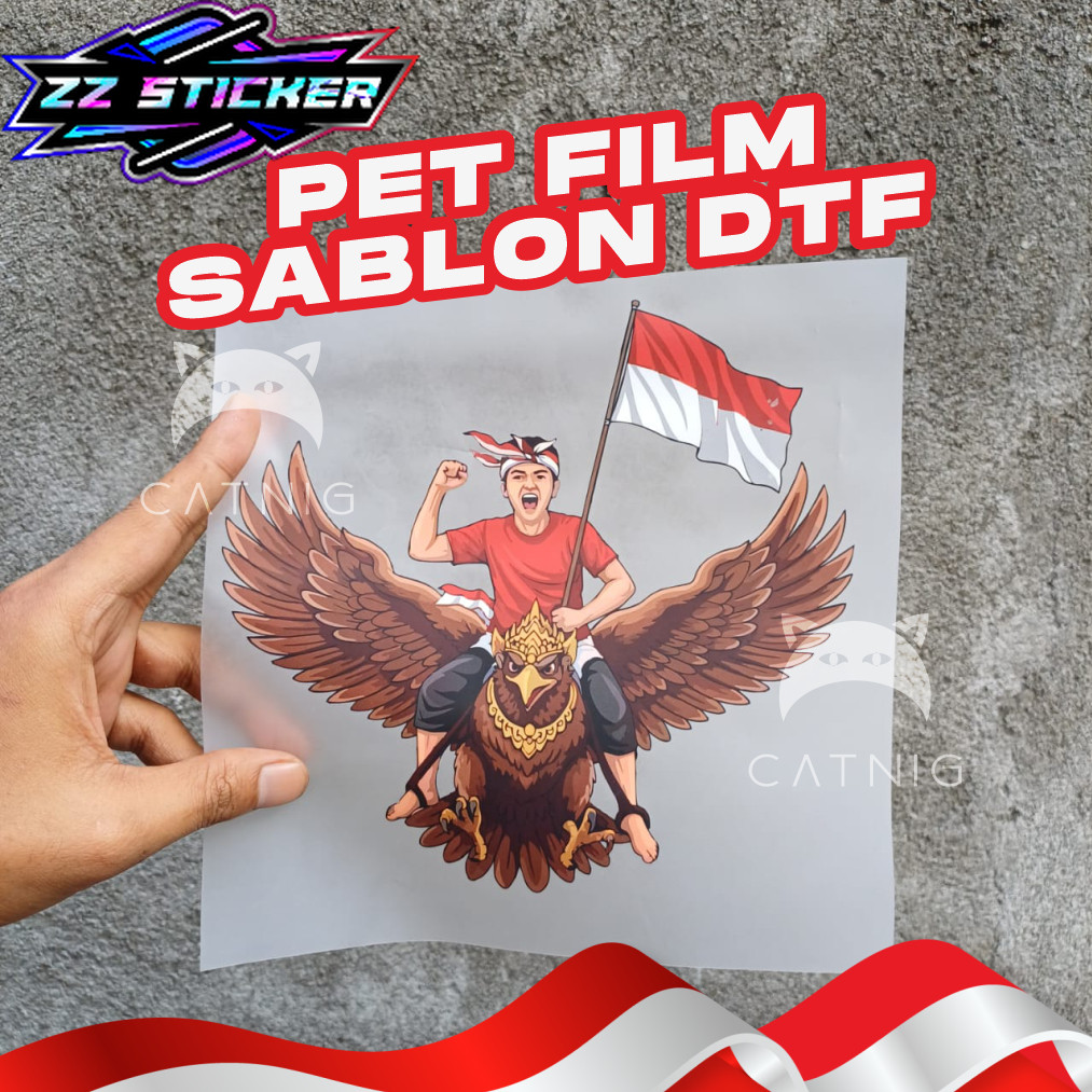 

Sablon DTF Tema HUT RI Kemerdekaan Garuda Sablon Setrika Sablon Satuan Pet Film DTF