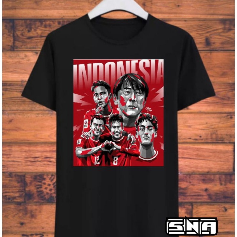 Kaos Timnas Indonesia Shin tae yong Tshirt Timnas Indonesia Original cotton combed 24s Jetblack Prem