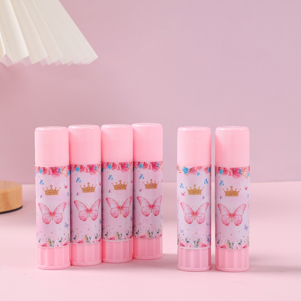 

4/6pcs Cartoon Solid Glue Stick High Efficiency Adhesion Butterfly Sticker Student DIY Solid Glue High Viscosity Stationery Gift
