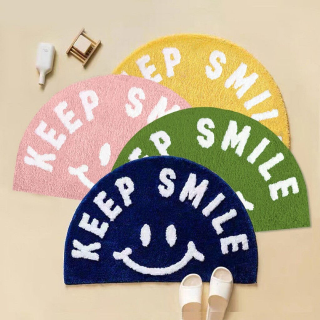 Emi Smiley Mat Karpet Unik Menyerap Air Karpet Kamar Tidur Aesthetic Keset Kamar Mandi Bathma