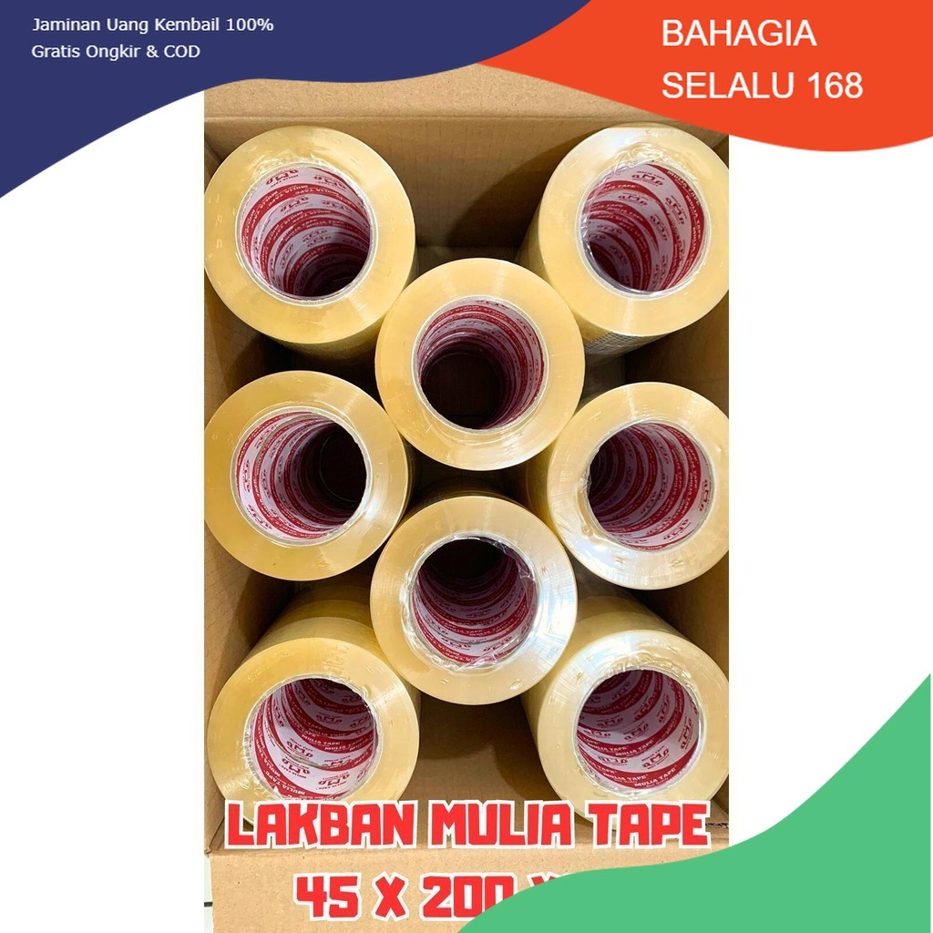 

Lakban Mulia Tape Ukuran 45 X 200 Yard Fragile Unboxing Kemasan 1 Roll