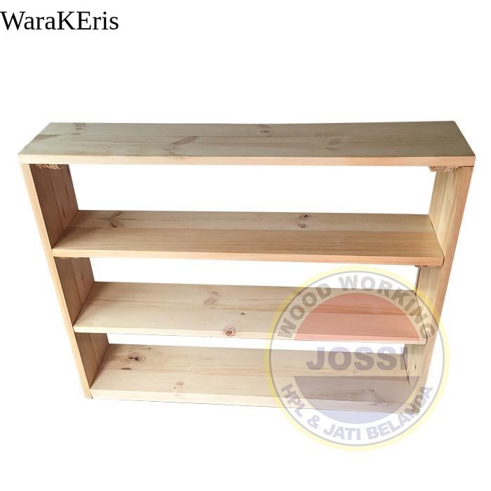 Rak Mainan Montessori Anak Kayu Jati Belanda - 2 Tingkat WR9
