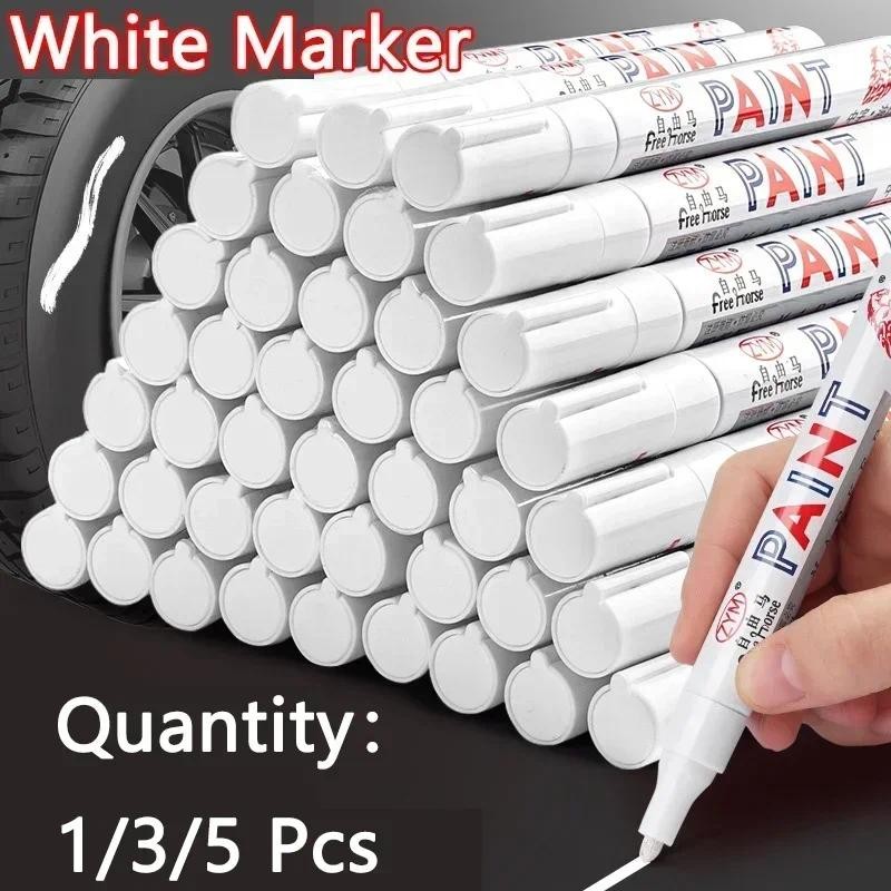

White Marker Pens set 2.0mm Oily Waterproof White Gel Pen DIY Graffiti Sketching Marker Stationery Writing School Supplies brush