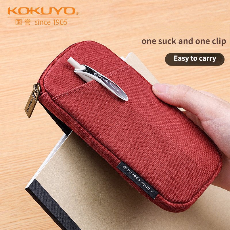 

1pcs Japan Kokuyo Pencil Case Series Double-sided Magnetic Canvas Stationery Case Convenient Carrying Storage Pencil Bag