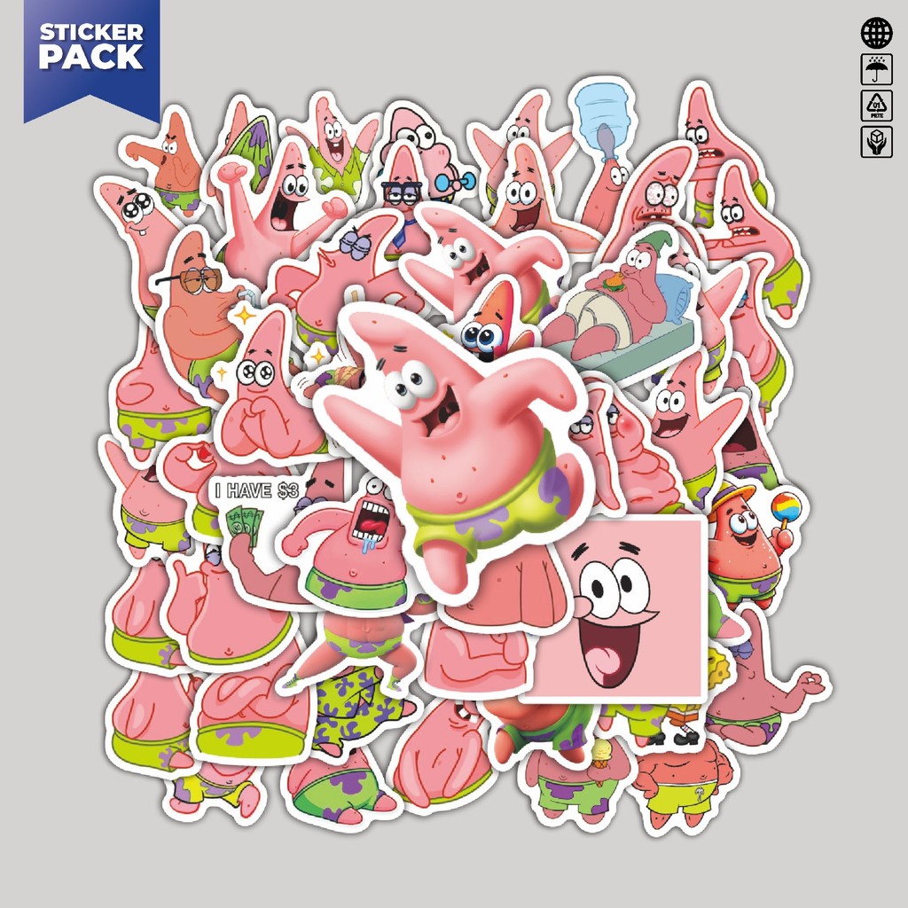 

[100PCS]Stiker Pack Stiker Kartun Patrick Star V1 Aesthetic Vinyl Anti Air Dekorasi Sticker Laptop Buku Journal Koper Helm Casing HP Gitar Helm Skateboard