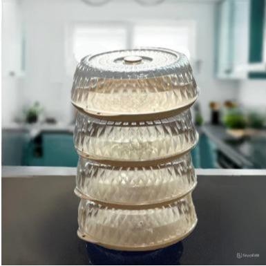 Tudung Saji Modern Susun Anti Pecah Food Storage Rak Penyimpanan Makanan Tudung Saji 4 Susun - 4 Tin