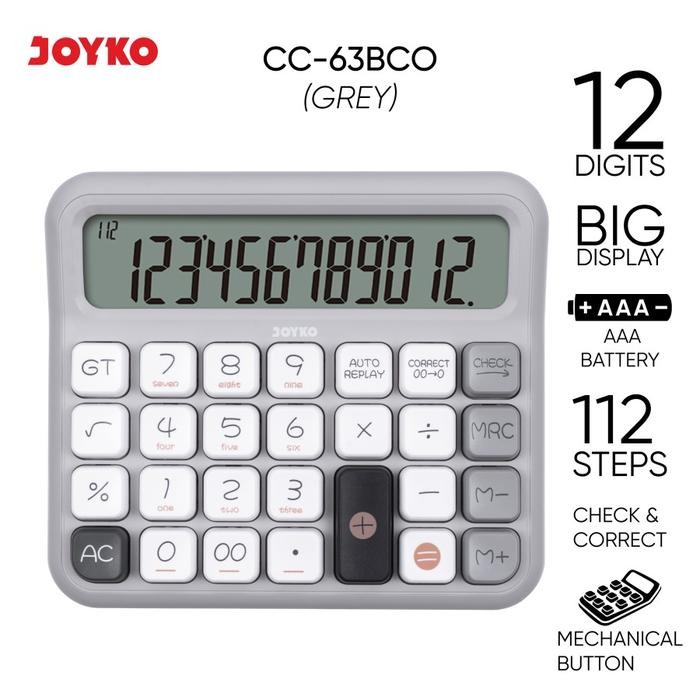 

⌞ Limited Stok⌝ - Terlaris Kalkulator Mechanical Button JOYKO CC_63BCO / Calculator Big Display - GREY/ABU2