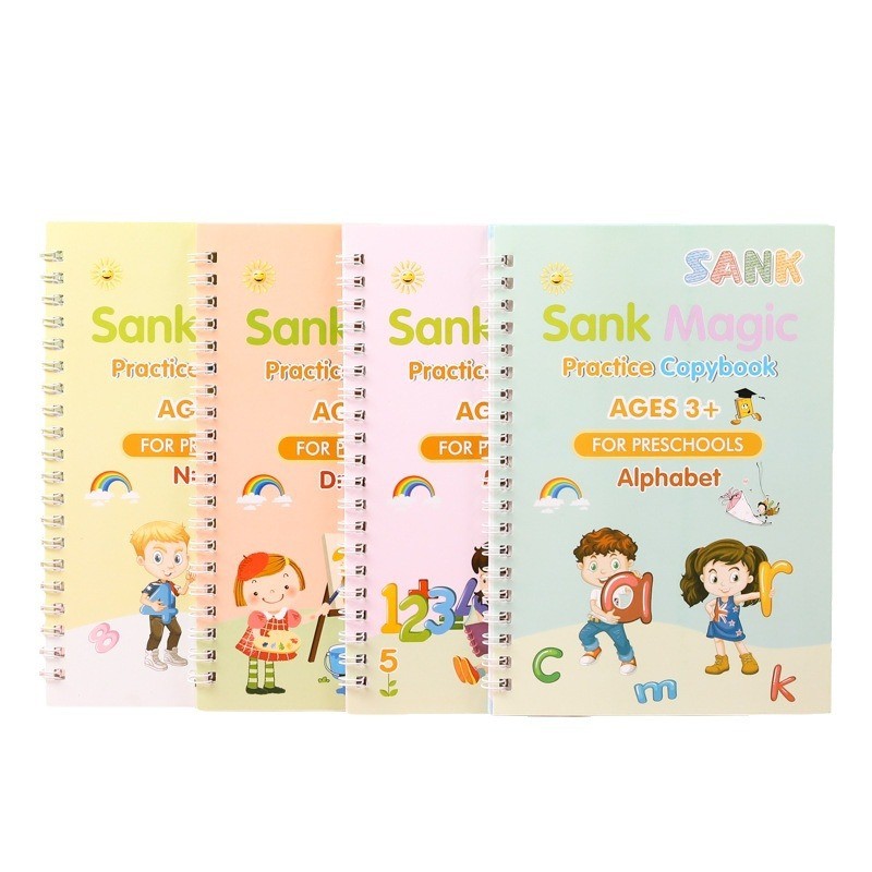 

1 Set Reusable Learning Math English 3D Calligraphy Book Drawing Copybook Numbers Education for Kids Letter Practice Gifts