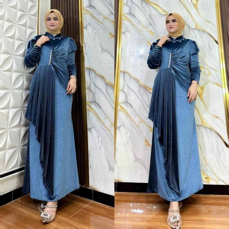 DRESS BLUDRU SYAKILA  Mermaid Payet  Gamis Kondangan Wanita Terbaru 2025 // Fashion Wanita Muslimah 