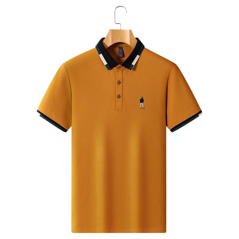 LIM_STORE (Bisa COD) Kaos Polo Pria dengan Kerah Turn-Down Kotak-kotak dengan Pola Bordir Baru, Sang