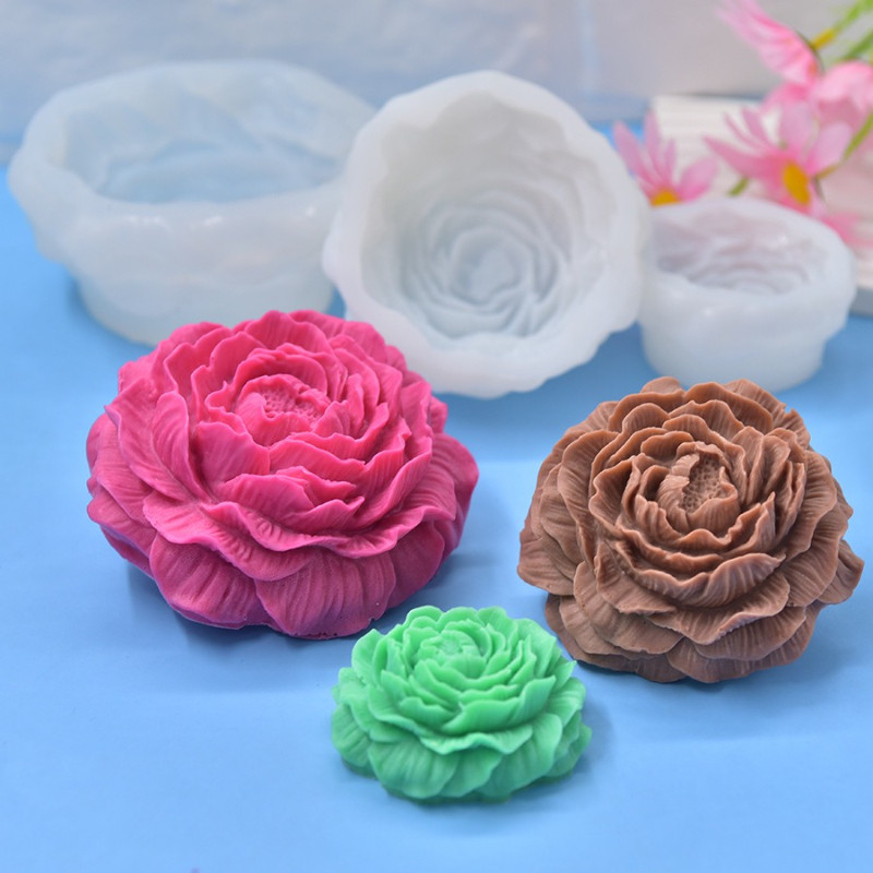 

3D Peony Silicone Candle Mold DIY Handmade Flower Aromatherapy Plaster Resin Soap Making Supplies Cake Baking Mold Home Decor