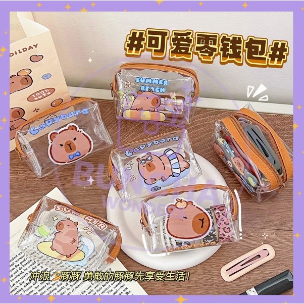 

BW Pouch Tempat Pensil Kapibara Capybara Transparan A6 10x6 cm Zipper Pencil Cosmetic Bag S-PC016