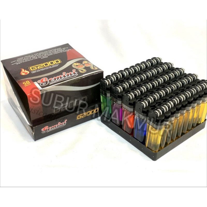 (50 pcs) KOREK Roda G2000 GEMINI - Korek Api Gas Roda Kepala Hitam korek Api Gas  model korek Tokai 