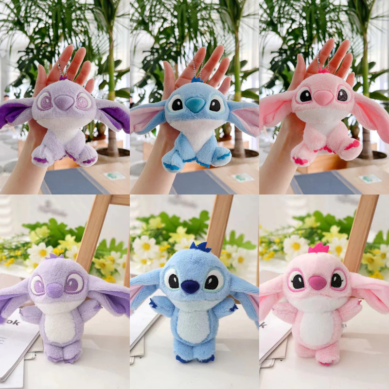 Gantungan Kunci Lilo & Stitch Angel Ungu Biru Pink Boneka Plush Toys Cute Empuk Halus
