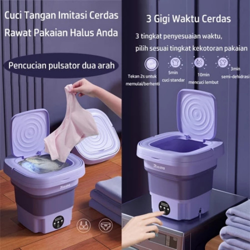 Mesin Cuci Mini Portable 2 Tabung 8L Mesin Cuci Lipat Otomatis Anak Kost Apartement Praktis
