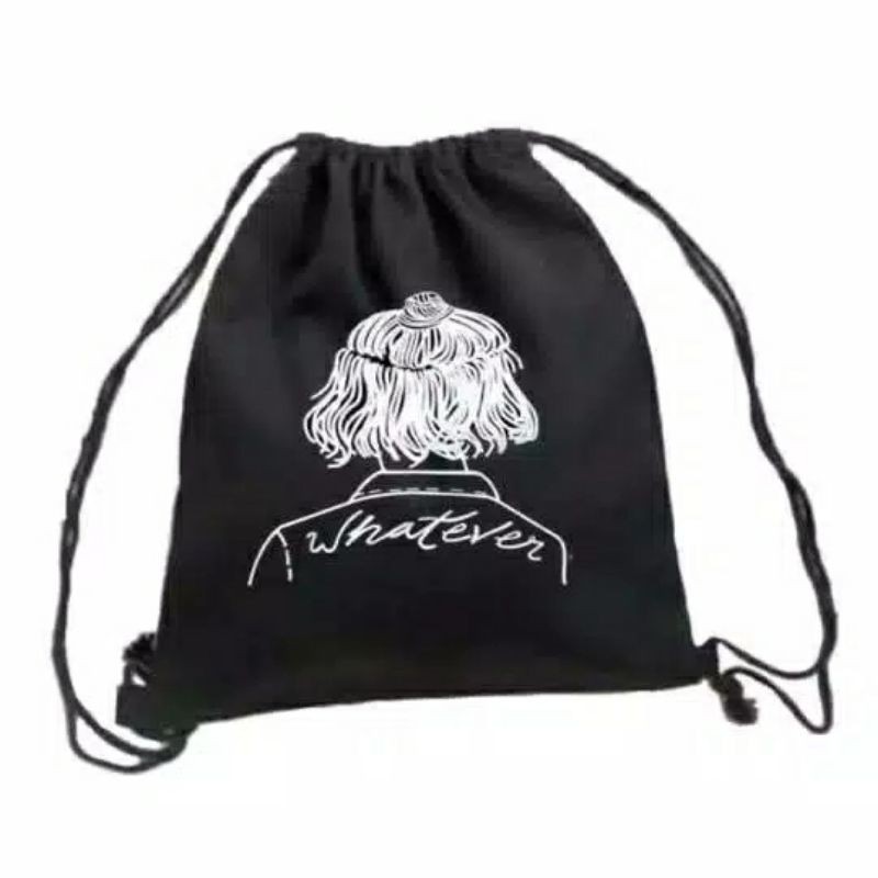 KYS WHATEVER - Tas Ransel Serut Pria Wanita Kanvas Murah
