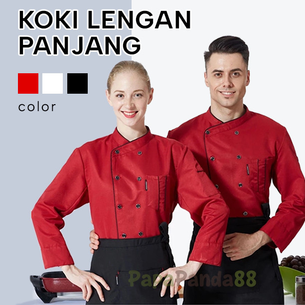 XOPIRTZY Chef Jacket Baju Koki Lengan Panjang Katun Pria Wanita