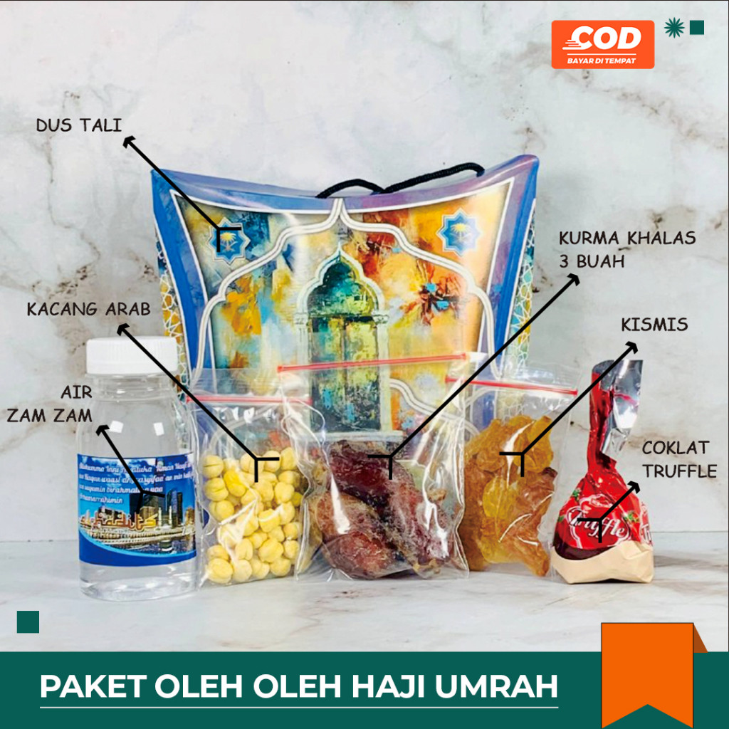 

PAKET OLEH OLEH UMROH DAN HAJI ZAMZAM KHALAS KISMIS KACANG ARAB COKLAT SEKAT 5 VARIAN 2