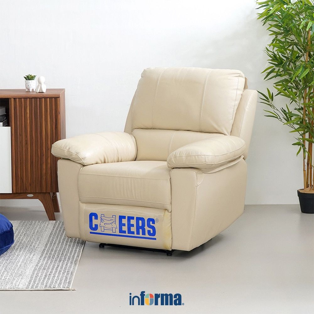 Informa Cheers Mc Belle Sofa Recliner Kulit 1 Seater - Krem Kursi Santai Sofa Ruang Tamu Reclining S