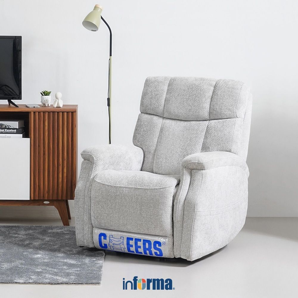 Informa Cheers Maple Sofa Recliner Fabric 1 Seater Dengan Roller - Abu-Abu Kursi Santai Sofa Ruang T