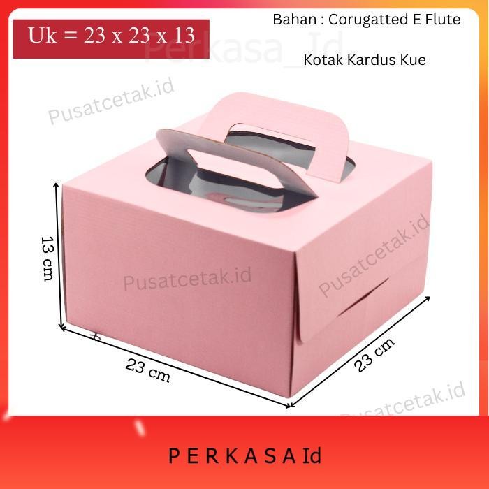 Cake Box / Kardus Cake / Kotak Cake 23 x 23 x 13 cm - Merah Muda