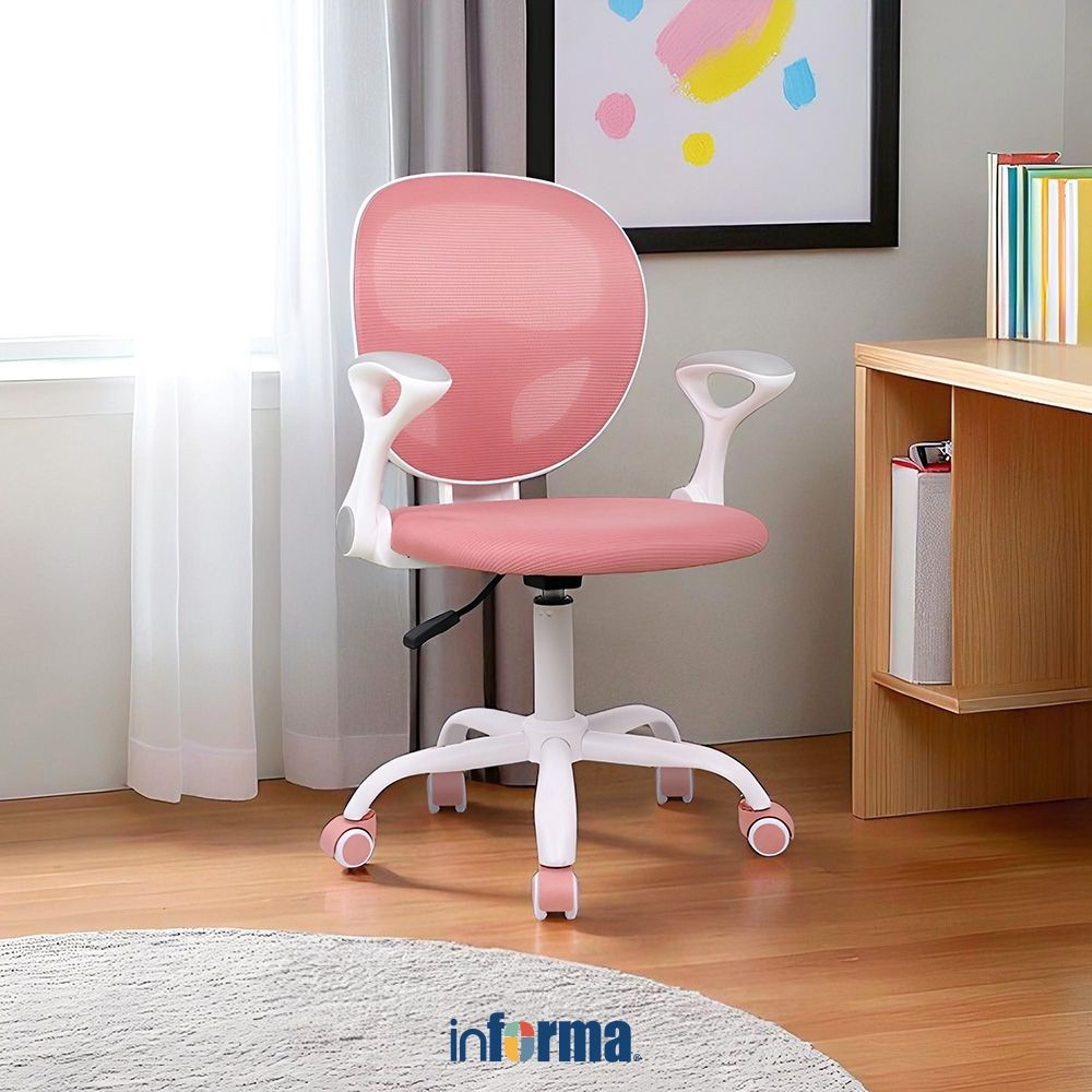 Infoma Arden Kursi Belajar Anak - Pink Tempat Duduk Dengan Roda Kids Study Chair Furniture Indoor Ka