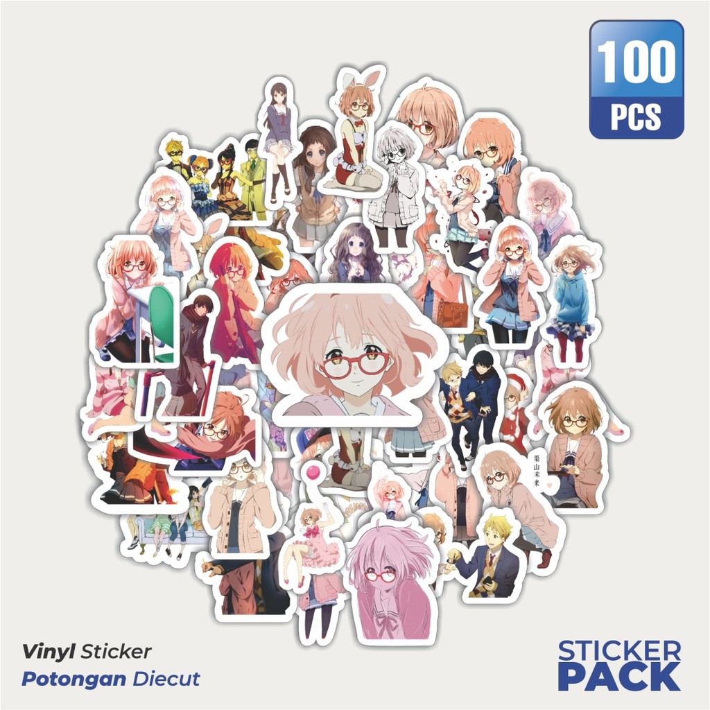 

100 PCS STIKER Stiker Anime Series Beyond The Boundary Karakter Mix 1 Waterproof Aesthetic- Untuk Laptop, Motor, dan Helm - Paper Stationery Pack