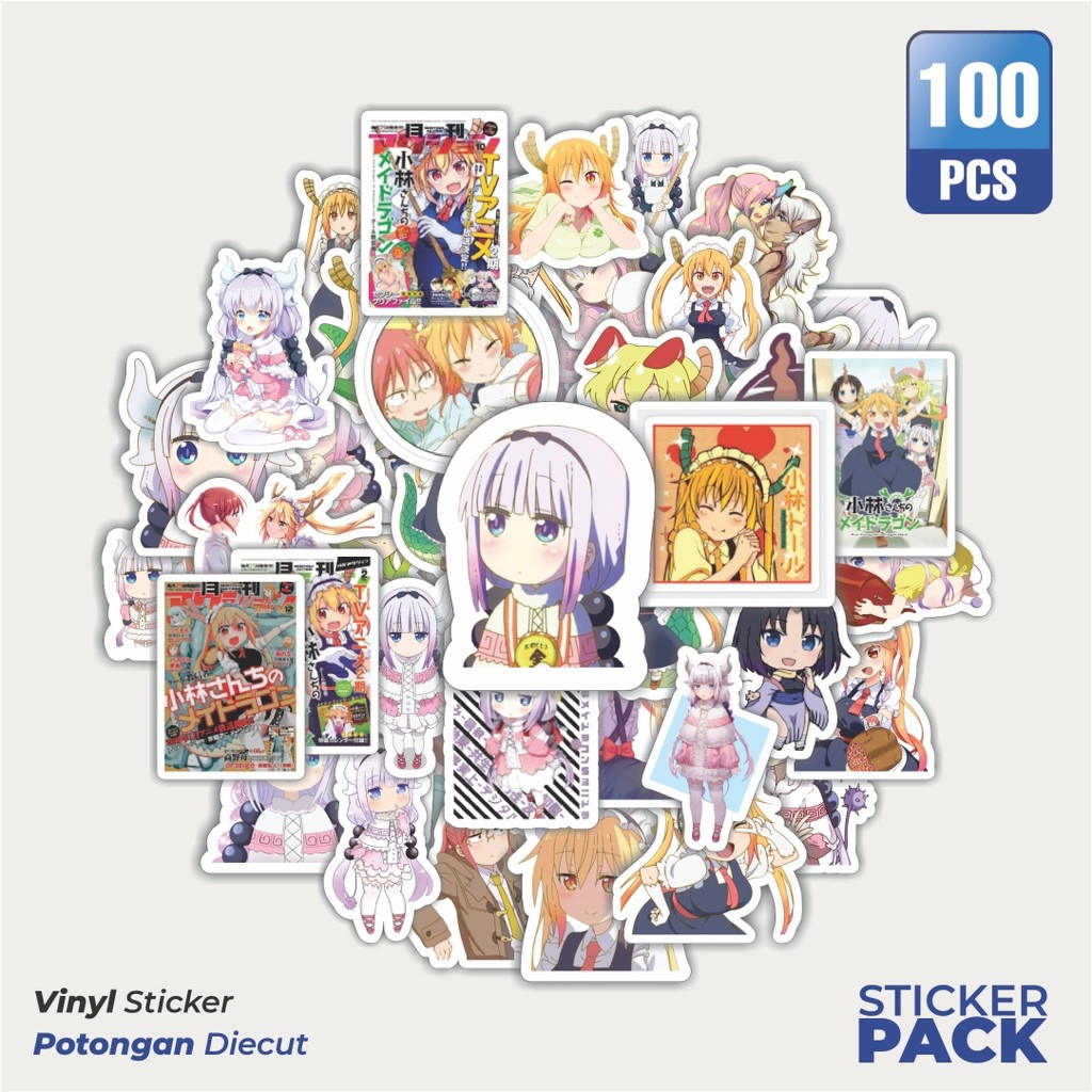 

100 PCS STIKER Stiker Anime Series Miss Kobayashi's Dragon Maid Karakter Mix 3 Waterproof Aesthetic- Untuk Laptop, Motor, dan Helm - Paper Stationery Pack