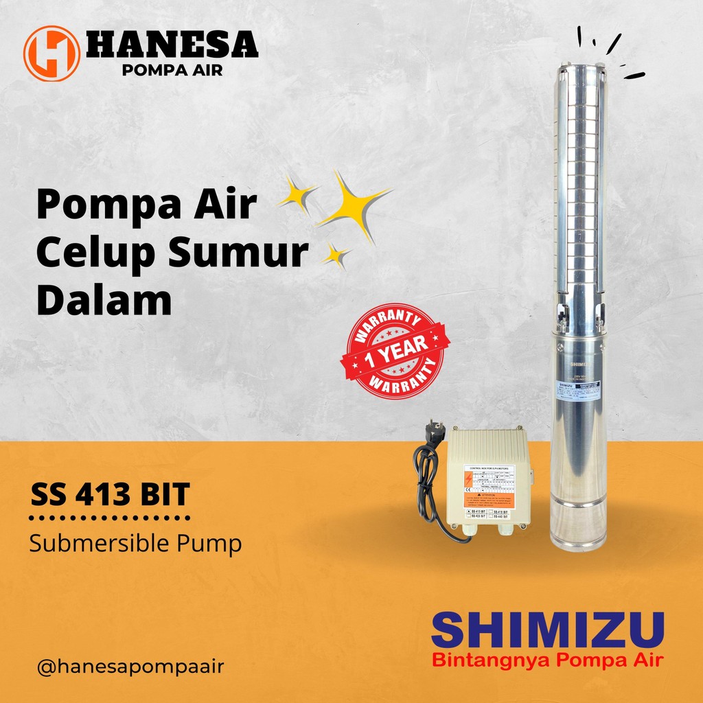 Shimizu SS 413 BIT - 3/4 HP Pompa Air Celup Sumur Dalam