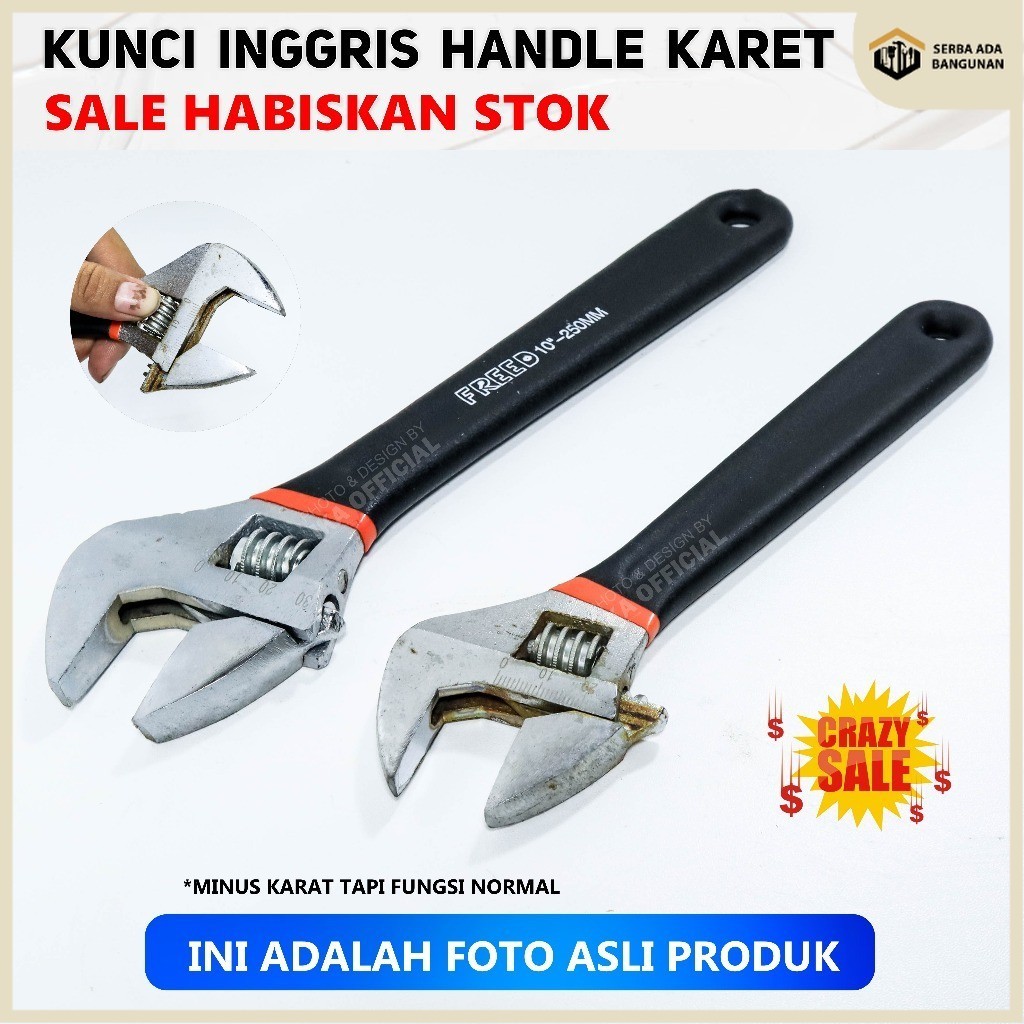 SAB FREED Kunci INGGRIS 8 inch GAGANG KARET Kunci Inggris / KUNCI INGGRIS GAGANG KARET FREED 10 INCH