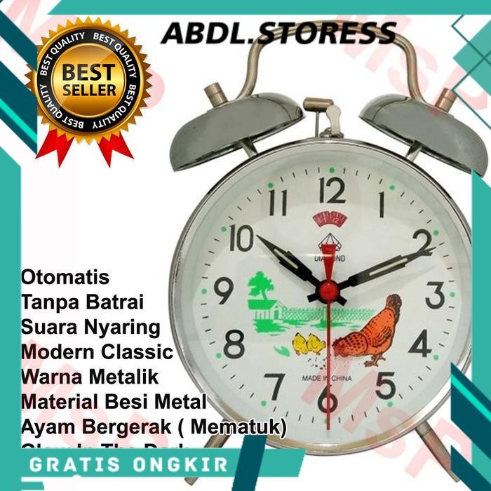 Jam Weker/Beker Otomatis Ayam Tanpa Baterai Suara Kring Nyaring - abdulstoress