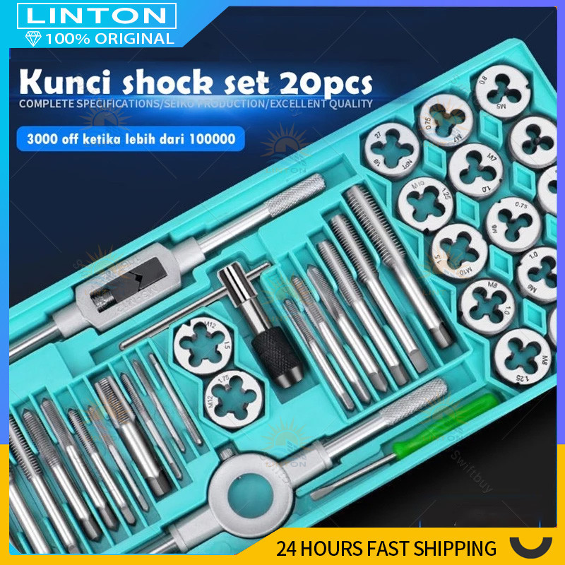 40pcs Hand Tap Taps Die Dies Tap Die Set Hand Tap And Dies Set 20 Pcs - Alat Snai Dan Tap Ulir Baut 