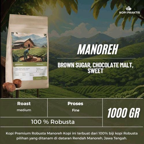 

ROASTED BEANS ROBUSTA MANOREH 1000 GR | 1 KG | BIJI KOPI SANGRAI | Coffee - GILING HALUS