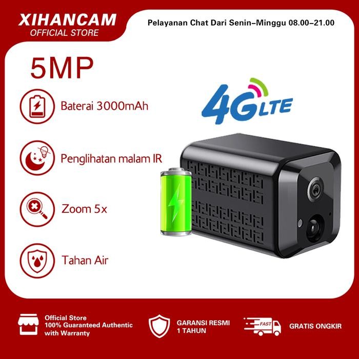 XIHANCAM 5MP CCTV Mini 4G SimCard Kamera Tersembunyi Baterai Tanpa Kabel Spy Cam Jarak Jauh Lewat HP