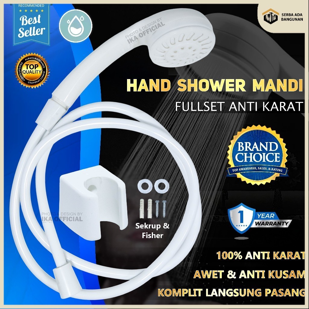 SAB Hand Shower Mandi Warna - 1/2 Inch - High Quality Hand Shower Mandi Mini Plastik Putih Biru Pink