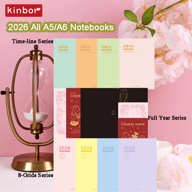 

Kinbor 2026 Multi-Functional Planner Premium PU Leather 180° Flat Journal Time Management/Scheduling/Note-Taking Calendar Book