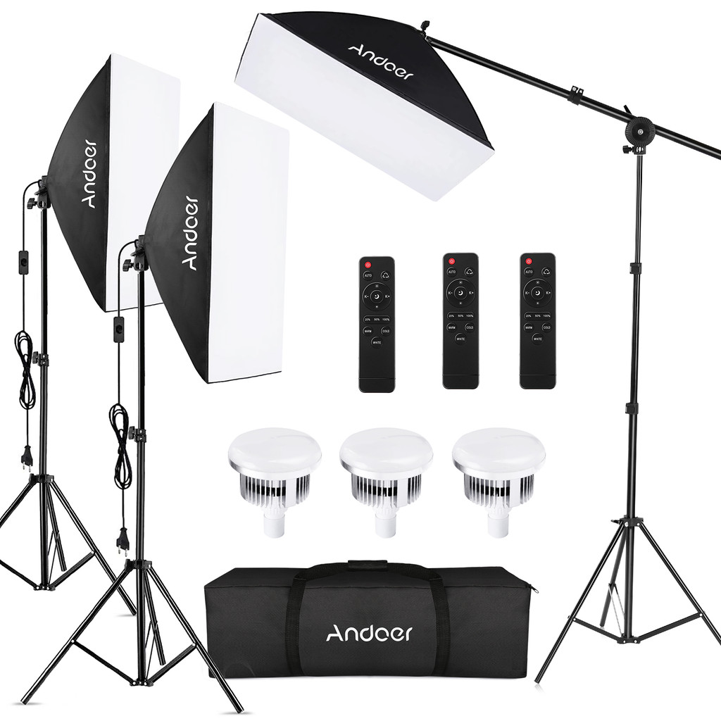 

Andoer Studio Photography Light Kit Softbox Lighting Set with 85W 2800K-5700K LED Light *3 + 50x70cm Softbox *3 for Photo Video