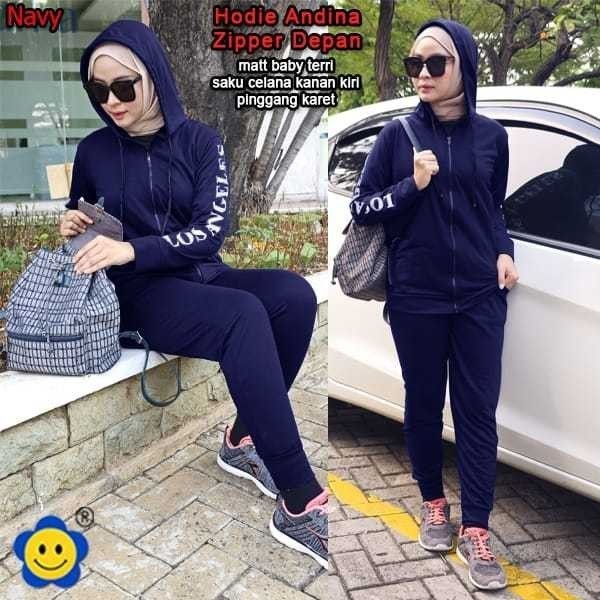 DF - Setelan Training Hoodie Andina/ Set Pakaian Olahraga Wanita