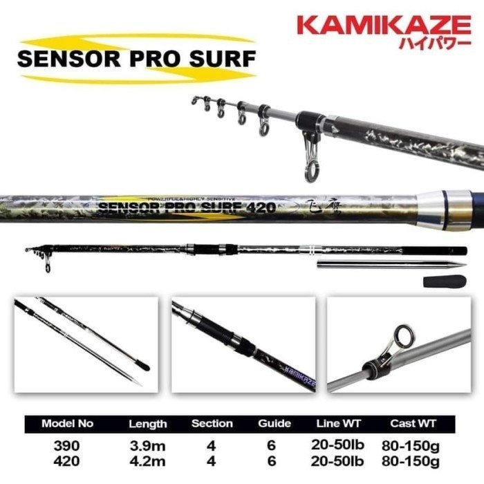 Joran Kamikaze SENSOR PRO SURF Telescopic Rod 390 420 - Joran Antena Pasiran